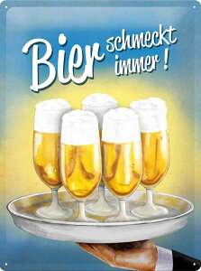 NOSTALGIC ART �u���L�Ŕ� �r�[�� Bier schmeckt immer Tablett / TIN SIGN �A�����J���G�� �C���e���A
