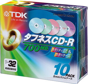 TDK �f�[�^�pCD-R 32�{���Ή� 700MB 5�F�J���[�~�b�N�X�f�B�X�N 10���p�b�N CD-R80TX10CCN
