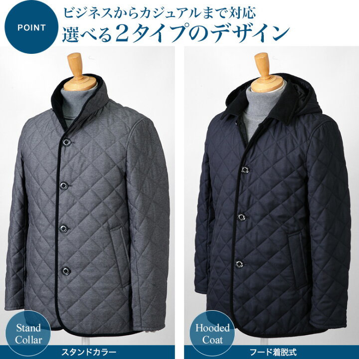 楽天市場】キルティング ハーフコート メンズ フード着脱可能  