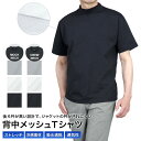 半袖 Tシャツ メンズ ジャケット インナーTシャツ 背中メッシュ 後ろ衿高め 冷感素材 ストレッチ 吸水速乾 通気性 涼しい 春夏 プルオーバー クルーネック モックネック ビジネス カジュアル ビズカジ スポーツ テレワーク