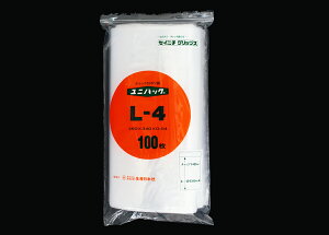 ユニパック L-4 480×340mm 0.04mm厚 (100枚入) チャック付 ポリ袋 チャック袋 生産日本社 セイニチ 日本製 国産 食品衛生法適合 小分け袋 食品 漬物 文房具入れ