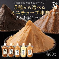 選べる！お試しミニチューブ味噌 お試しセット 80g×2本 5種類から選べる 信州味噌 国産大豆 米こうじ味…