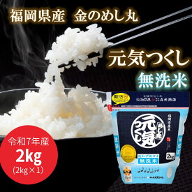 令和7年産 新米 送料無料 福岡県産 金のめし丸 元気つくし 無洗米 2kg 2kg×1 チャック付き お米 白米 米 使い切り 保存に便利