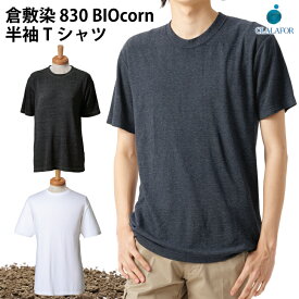 肌が弱い人にも! 国際基準の安全性『倉敷染』 Tシャツ 半袖Tシャツ 無地 ポケットなし 7.4oz トウモロコシ糸 抗菌 防臭 滑らか触感 なめらか やわらかい 肌ざわり バイオ繊維 土に還る SDGs 生分解性 レーヨン ネイビー ブラック ホワイト 830 数量限定