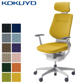 コクヨ デスクチェア オフィスチェア 椅子 ing イング CR-GW3205E1 クッションタイプ ヘッドレスト付きタイプ T型肘 ホワイトシェル ホワイト樹脂脚 -w カーペット用キャスター