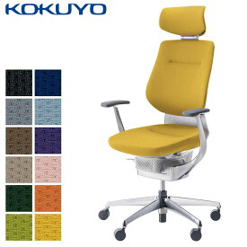 コクヨ デスクチェア オフィスチェア 椅子 ing イング CR-GA3245E1 クッションタイプ ヘッドレスト付きタイプ アルミ肘 ホワイトシェル アルミポリッシュ脚 -v フローリング用キャスター