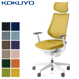 コクヨ デスクチェア オフィスチェア 椅子 ing イング CR-GW3405E1 メッシュタイプ ヘッドレスト付きタイプ T型肘 ホワイトシェル ホワイト樹脂脚 -v フローリング用キャスター