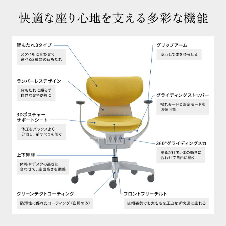 オリーブイエロー:次回入荷未定】オフィスチェア イング ing 