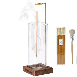 送料無料 インセンスホルダー お香たて お香立て ガラス 香炉 吊り下げ型 線香立て おしゃれ 長香 線香 アロマスティック 灰がこぼれない 台座 正方形 取付簡単 お手入れ簡単 天然木使用 耐