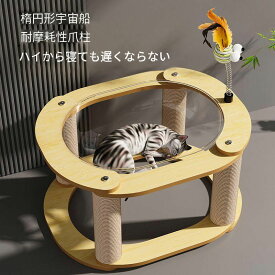 キャットタワー 木製 据え置き おしゃれ シニア 大型猫 宇宙船 クリアボウル 大型 安定性高い どっしり インテリアに馴染み インテリア性高い 天然木目 大型猫