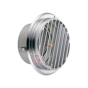 宇佐美工業 ステンレス製丸型ガラリ左右両吹型 φ100 ダンパー付 強制換気用 電解研磨処理 UK-SBV100BWFD-DK