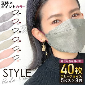 立体マスク バイカラー フリーチョイス 不織布 日本製フィルター 4層 使い捨て 40枚 普通サイズ STYLE マスク 全国マスク工業会