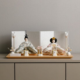 【超Pバック祭限定クーポン＆2/15P最大10倍】 雛人形 おしゃれ モダン 親王飾り インテリア お雛様 雛 高級 PREFER CLASSIC ひな人形 [檜台 白屏風 平飾り お道具付 貝桶三方 油灯 白梅 人形極小サイズ 選べる正絹衣裳4種類 碧櫻 采禾 美文 瑚透]