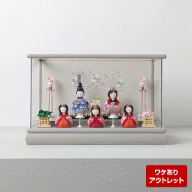 雛人形 コンパクト おしゃれ パノラマ ケース飾り 木目込み雛 五人飾り 道具付 bg-re-3-18