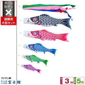 庭園用 こいのぼり 鯉のぼり フジサン鯉 富士鯉 3m 8点(吹流し+鯉5匹+矢車+ロープ)/庭園大型セット【ポール 別売】