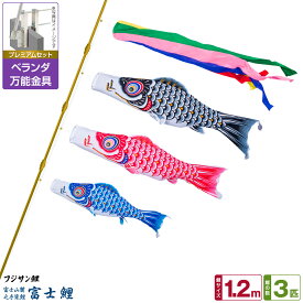 【超Pバック祭限定クーポン有＆12/15はP最大9倍】 ベランダ用 こいのぼり 鯉のぼり フジサン鯉 富士鯉 1.2m 6点(吹流し+鯉3匹+矢車+ロープ)/プレミアムセット(万能取付金具)
