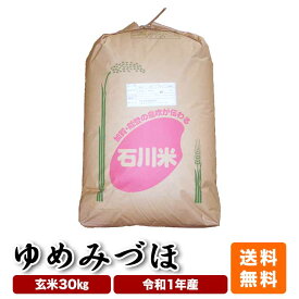 【玄米 30kg】【令和1年産】【勧進帳のふるさと】石川県の早生品種の代表格ゆめみづほ 石川県産米 一等米　JA　農協米 新米