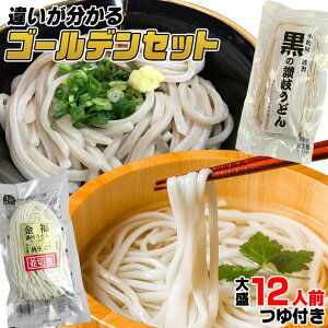送料無料 うどん 純生超!ゴールデンセット 黒のさぬきうどんと金福讃岐うどん並切麺セット(つゆ付き) 【楽ギフ_のし】お中元 お歳暮 母の日 父の日等におすすめ!