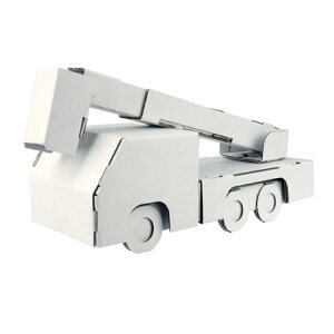 ハコモ 消防車 白 ダンボール おもちゃ 知育玩具 模型 インテリアホビー 趣味 コレクション