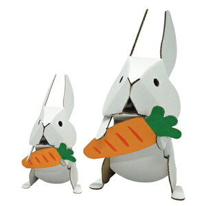 ハコモ うさぎファミリー 白 ダンボール おもちゃ 知育玩具 模型 インテリアホビー 趣味 コレクション