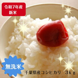 令和7年産 新米入荷！千葉県産　無洗米 コシヒカリ 3kgおいしい♪手間なし♪簡単♪送料無料　待望の3kgパック5kgより少なく、2kgより割安