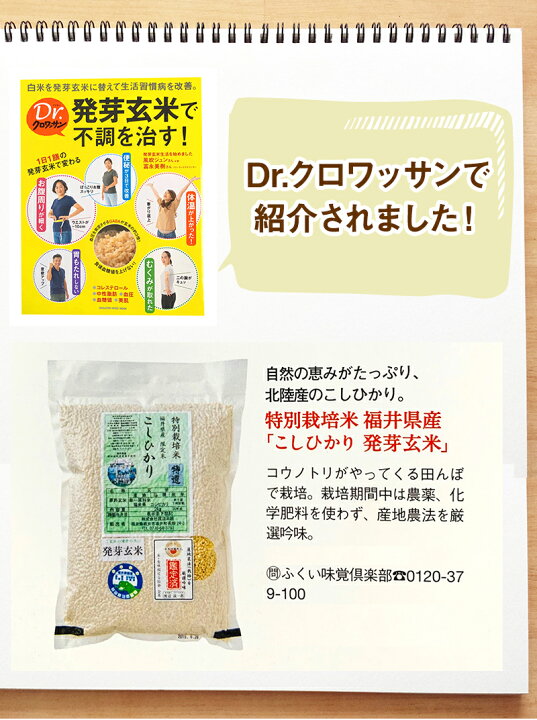 楽天市場】発芽玄米 無農薬 コシヒカリ 「特選」2kg 無洗米 令和6年  