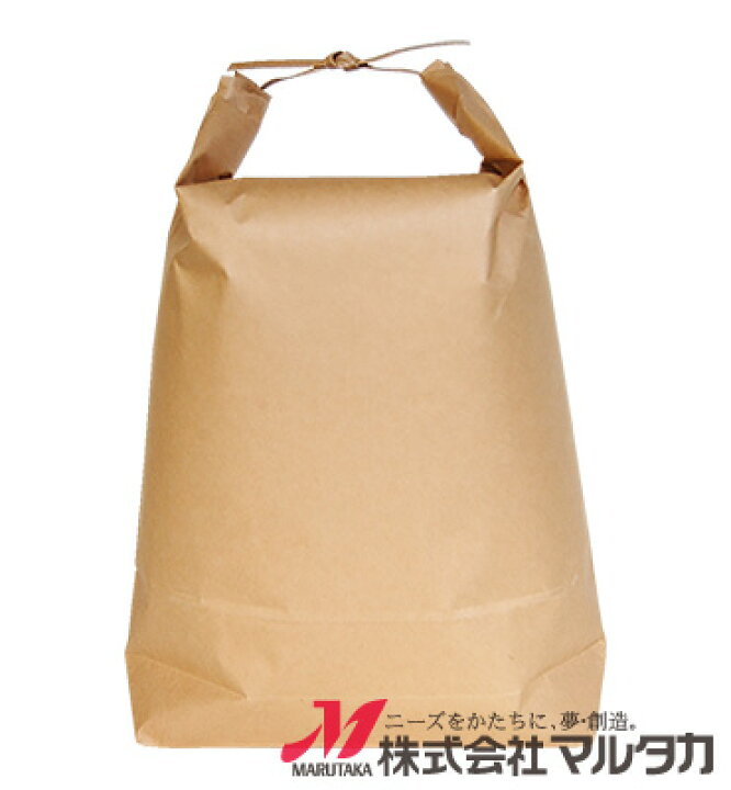 かわいい米袋 KH-0032 マルタカ  紐付きクラフト   米つぶ (銘柄なし) 窓なし 角底 2kg用紐付  20枚 紐付き クラフト 紙袋  米袋 紙袋
