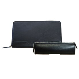 【ギフト】G-BRONCO牛革2種セット3（ラウンド＋ペンケース）日本製財布　YKKファスナー使用　植物タンニン鞣し革　プレゼント　クリスマスギフト　誕生日プレゼント　就職祝　栄転祝