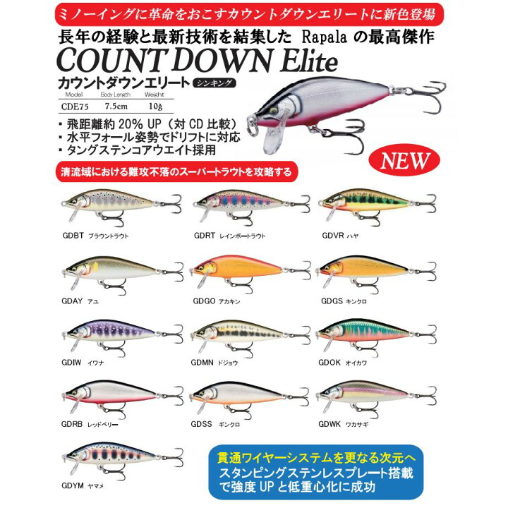 楽天市場 メール便可 ラパラ カウントダウンエリート Cde75 米源釣具店 楽天市場店