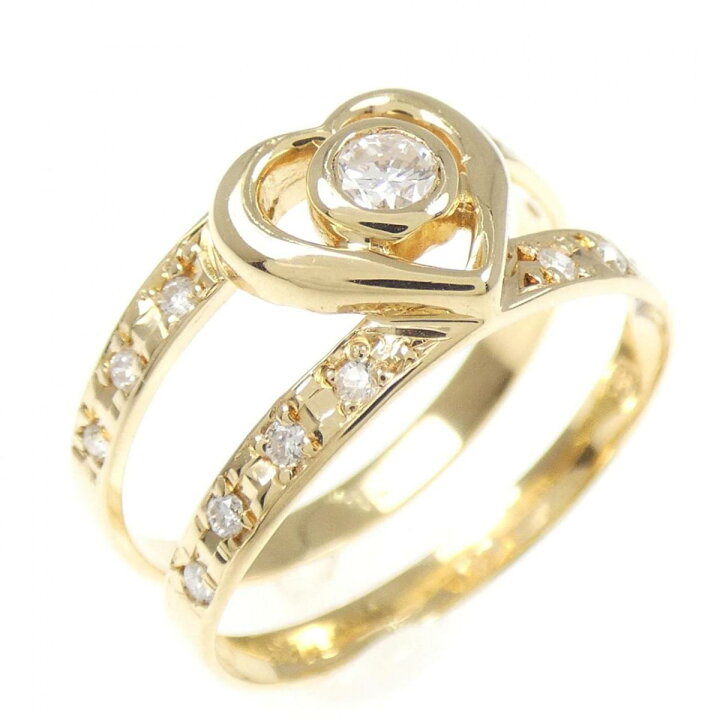 K18YG ハート ダイヤモンド リング 0.13CT 