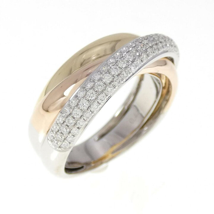 楽天市場】K18スリーカラー ダイヤモンド リング 0.44CT【中古  