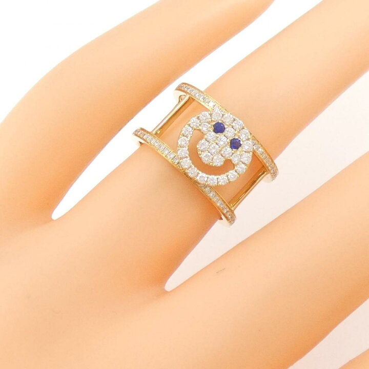 楽天市場】750YG スマイル サファイヤ リング 0.03CT【中古  
