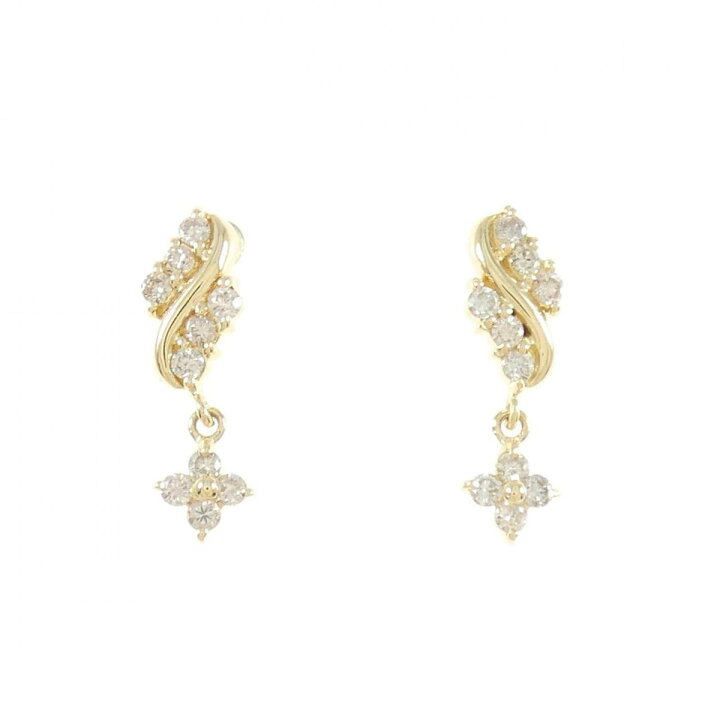 楽天市場】【KOMEHYO】 K18YG フラワー ダイヤモンド ピアス 0.43CT  