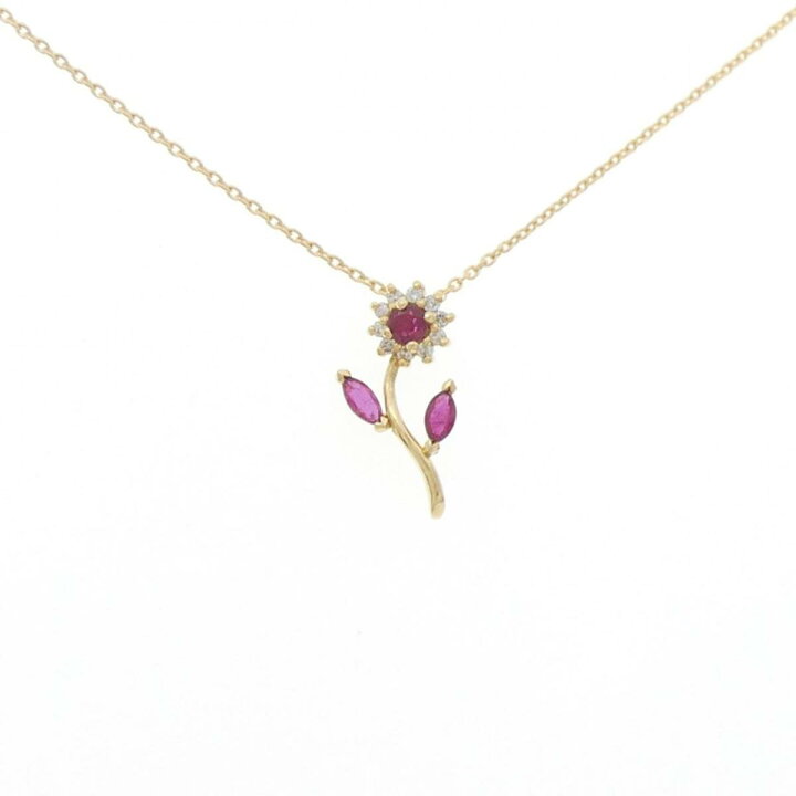 楽天市場】【KOMEHYO】 K18YG フラワー ルビー ネックレス 0.43CT  