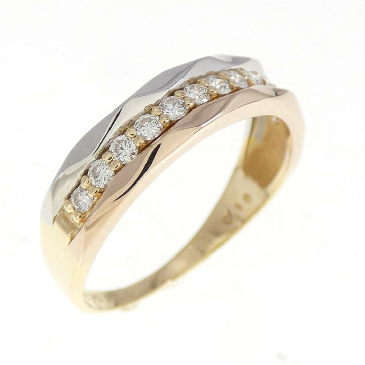 K18YG/PT900/K18PG ダイヤモンド リング 0.18CT 
