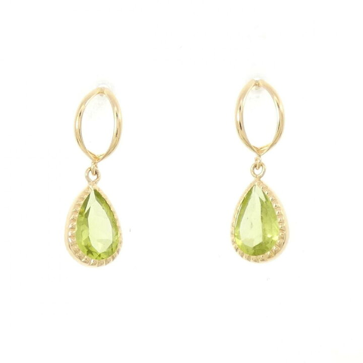 K18YG ハート ペリドット ピアス 2.00CT 18金 ピアスパーツ ハート  