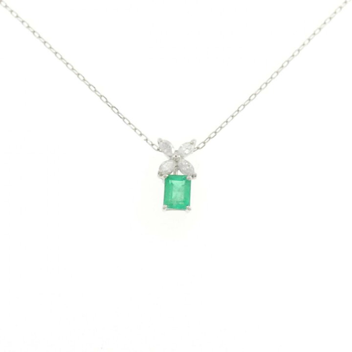 楽天市場】PT900/PT850 フラワー エメラルド ネックレス 0.46CT【中古  