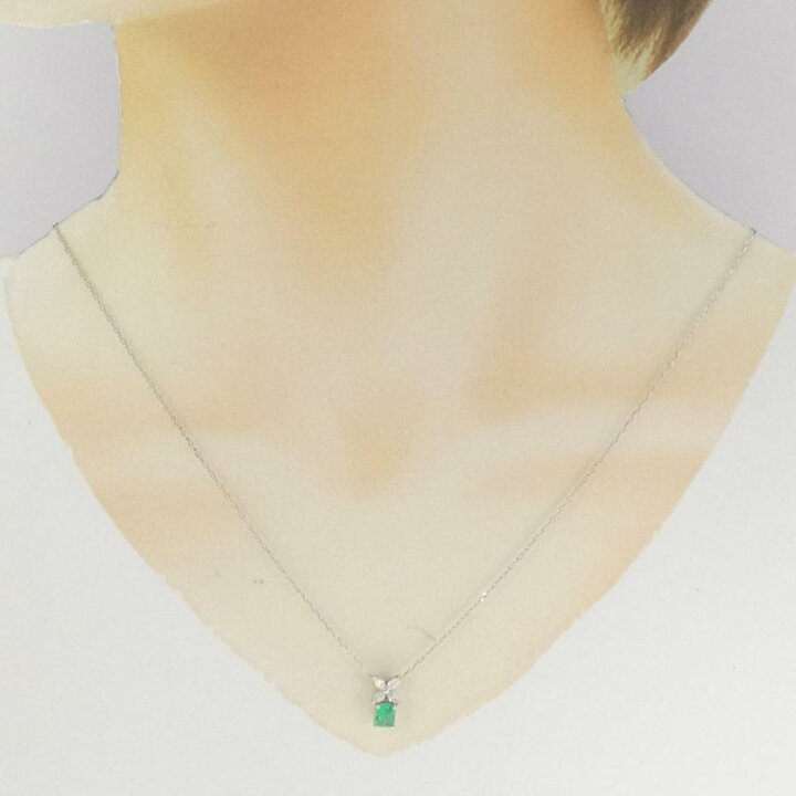 楽天市場】PT900/PT850 フラワー エメラルド ネックレス 0.46CT【中古  