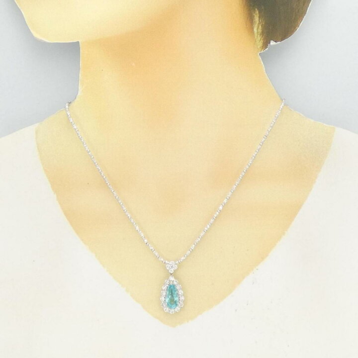 パライバトルマリンダイヤモンドネックレスPt900/K18 中古品
