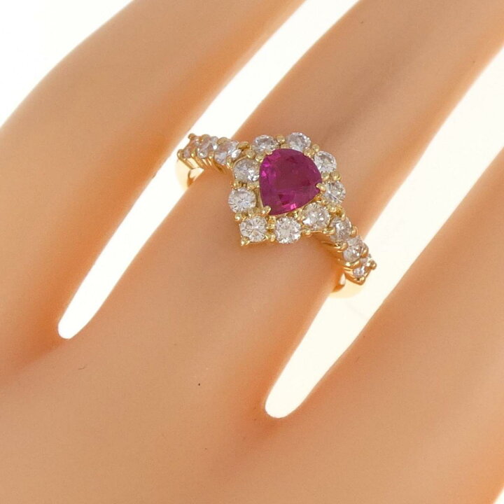 K18YG ルビー リング 0.63CT 