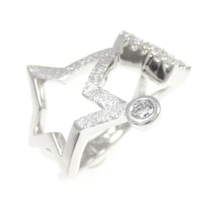 K18WG スター ダイヤモンド ピンキー リング 0.21CT 