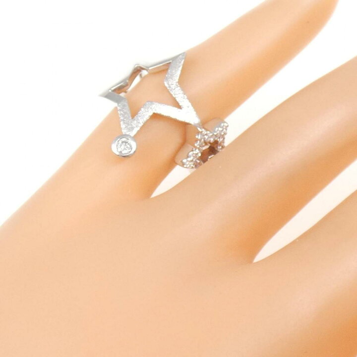 K18WG スター ダイヤモンド ピンキー リング 0.21CT 