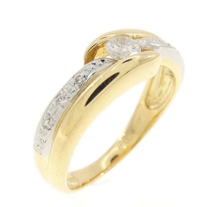 K18YG/PT900 ダイヤモンド リング 0.18CT 