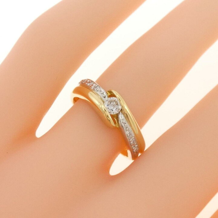 K18YG/PT900 ダイヤモンド リング 0.18CT 