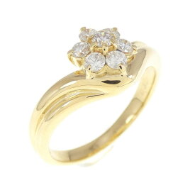 K18YG フラワー ダイヤモンド リング 0.32CT【中古】