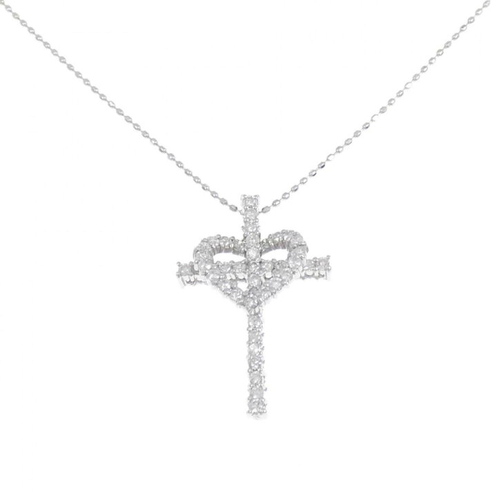 楽天市場】K18WG ハート×クロス ダイヤモンド ネックレス 0.5CT【中古 