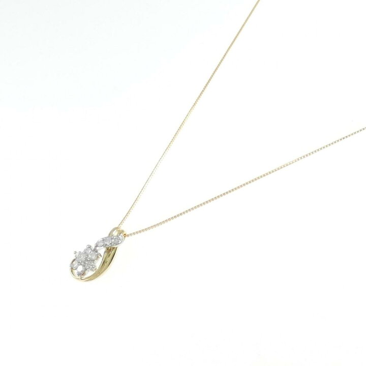 楽天市場】K18YG/PT フラワー ダイヤモンド ネックレス 0.41CT【中古  