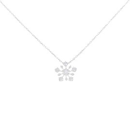 K18WG スノーフレーク ダイヤモンド ネックレス 0.30CT【中古】