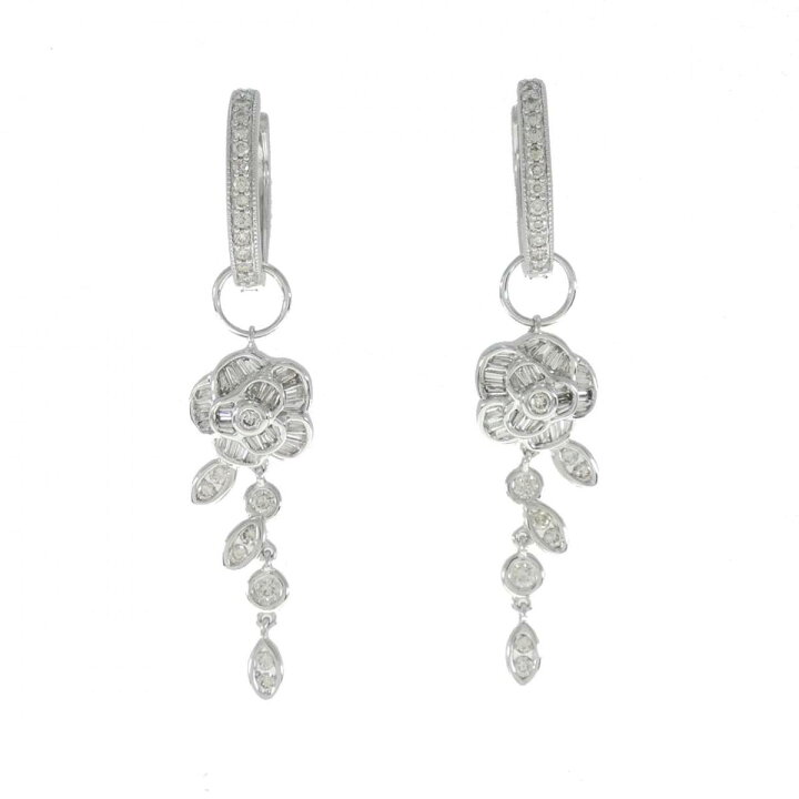 楽天市場】K18WG 2WAY フラワー ダイヤモンド ピアス 1.10CT【中古  