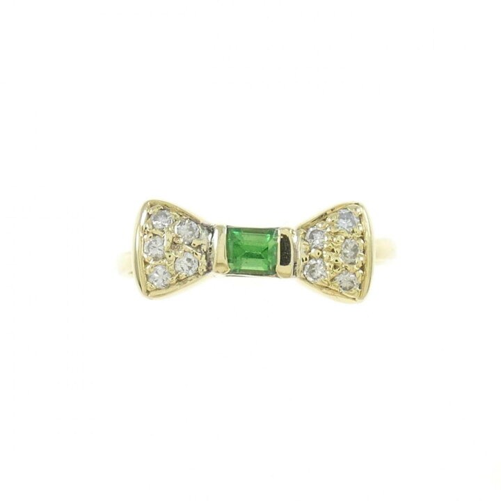 新品】K18YG リボン ガーネット リング 